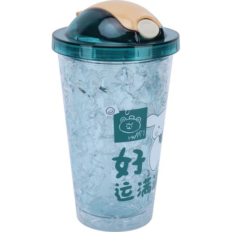 Originaler tragbarer Becher mit Strohhalm für Mädchen, Eisbecher für Schülerinnen, ideal für den Sommer, 400-ml-Wasserflasche (1/5)