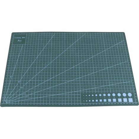 Tapis de découpe A3 PVC auto-cicatrisant, planche à découper verte pour papier cuir tissu, lignes quadrillées (1/5)