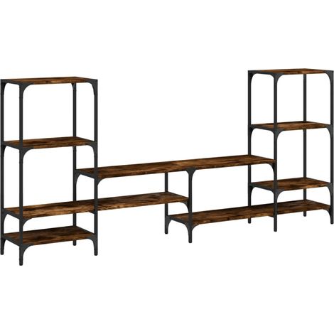 Mobile TV multimediale scaffale per televisione televisione buffet sala da pranzo soggiorno camera da letto rovere affumicato 206,5 x 28,5 x 95 cm derivati del legno marrone 020027368