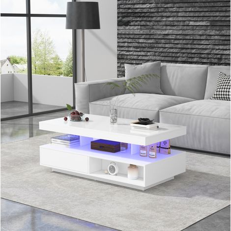 MEUBLIV Couchtisch 95 x 50 x 42,5 cm Weiß – integrierter Stauraum (1/5)