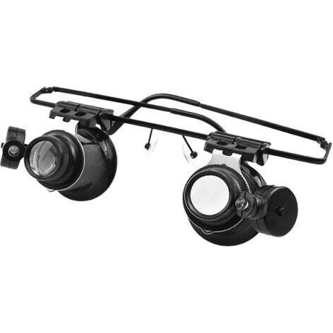 Loupe de bijouterie noire de style lunettes 165150 mm, loupe LED à bandeau 20x, pour la réparation de petites machines. (1/5)