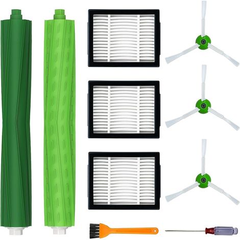 Pices de rechange pour aspirateur iRobot Roomba i7 i7+ i3 i3+ i4 i6 i6+ i8 i8+ E5 E6 j7 I, srie E&J, 1 lot de brosses en caoutchouc multi-surfaces, 3 filtres HEPA, 3 brosses latrales (1/5)
