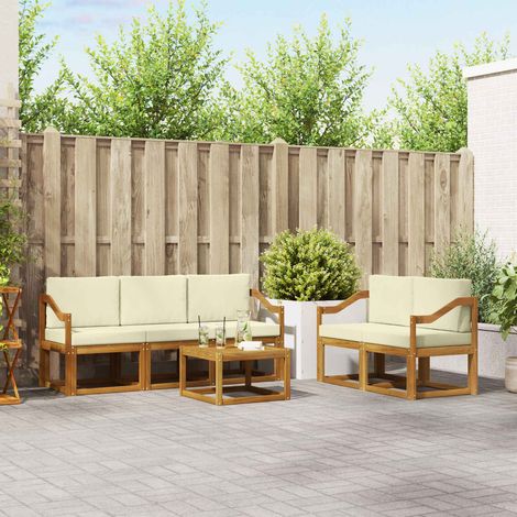 Outdoor-Sofagarnitur mit Kissen 6 pcs Natur und Creme