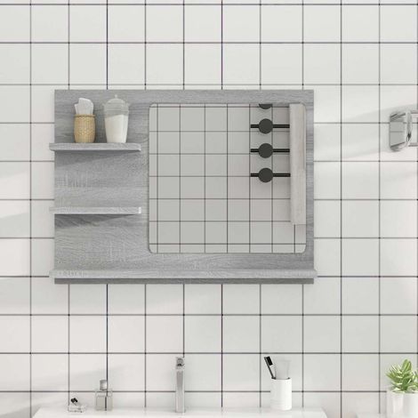Miroir de bain-Miroir décoratif Sonoma gris 60x10,5x45 cm Bois d'ingénierie 122122 (1/5)