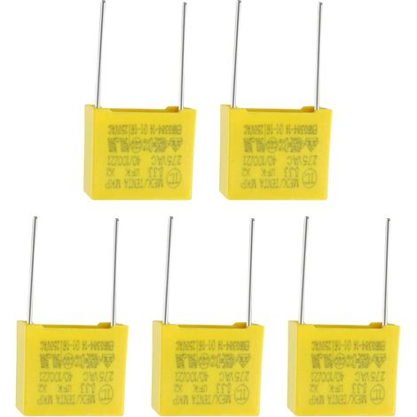 0.33uF 275VAC X2 Condensateurs x 5PCS Polypropylène Film pour Sécurité Équipement et Couplage Circuits, [21mm Pin Pitch] (1/5)
