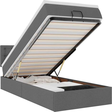 Maison Exclusive - Estructura cama otomana colchón tela gris oscu