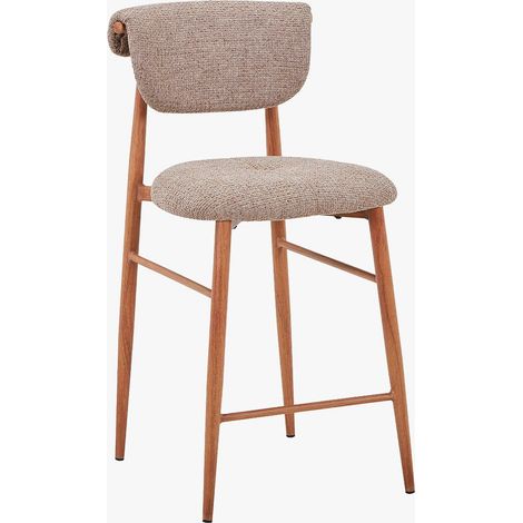 ADRIA Tabouret en tissu taupe pieds couleur bois (1/5)