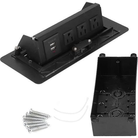 Moderne, versenkte Steckdosenleiste mit USB-Ladeanschlüssen und langsamem Öffnungsmechanismus