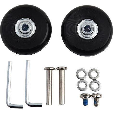 Kit de roue de bagage pour réparation de valises avec double roulement à billes, matériau en caoutchouc, épaisseur 18 mm, longueur d'axe 35 mm, fonctionne avec les tailles de cadre standard (70 mm x (1/5)