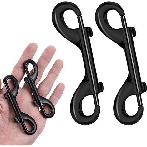 Lot de 4 mousquetons doubles avec clip à ressort - Acier inoxydable, idéal pour les laisses de chien, suspendre des objets et des cordes (1/5)