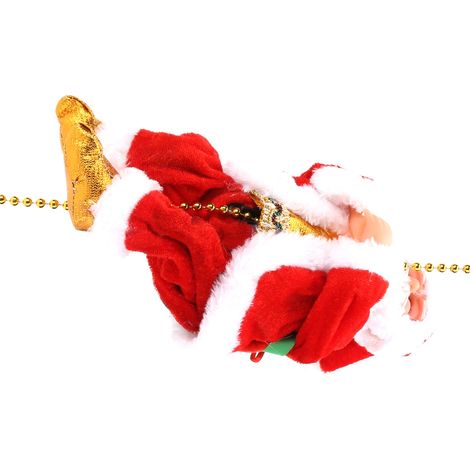 Elektrischer kletternder Weihnachtsmann an einer Perlenkette, bewegliche Figur, hängender Weihnachtsschmuck (1/5)