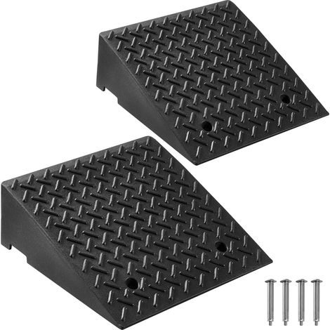 VEVOR Rampe de Trottoir, Hauteur 18 cm, Rampe de Seuil, Lot de 2 Rampes Acces Antiderapantes Robustes, Capacite de Charge 3,175 tonnes, pour Passage de Fauteuils Roulants, Poussettes, Motos, Voitures (1/5)