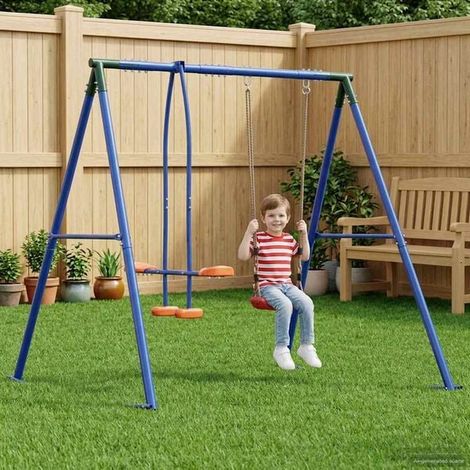 Jeu extérieur enfant : Tente de jeu pour enfants Bleu 102x102x82 cm jeu extérieur enfant, aire de jeu jardin, balançoire enfant , pour jardin, usage domestique , enfant 3-8 ans (1/5)