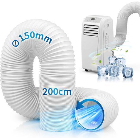 Tragbarer 150-mm-Abluftschlauch für Klimaanlagen – 2 Meter flexibles, verstärktes PVC mit Linksgewinde – Lüftungsschlauch für Klimaanlagen, Wäschetrockner, Dunstabzugshauben und Lüftungssysteme (1/5)