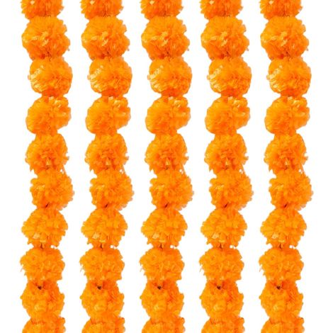 5pcs Guirlande de Œillets d'Inde, Fleurs de Souci Artificielles (1/5)