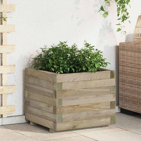 vidaXL Arriate cuadrado madera 50x50x40 cm (1/2)