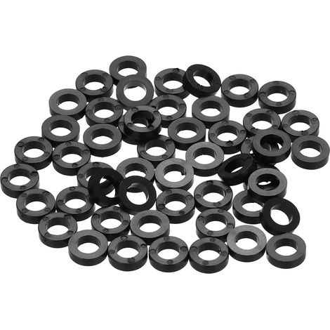 120Pcs Entretoise ABS M4 x 7mm OD x 2mm L Rondelles d'Espacement Rondes en Plastique Noir, Écrou d'Écartement Non Fileté pour Vis, Boulons, Prise Électrique (1/5)