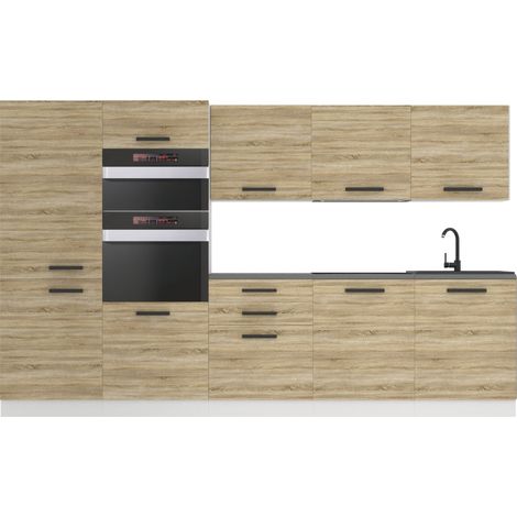 Belini Cuisine Equipee Complete Grace Muebles de Cuisine Complets - 300 cm. Cuisine Complete avec Plan de Travail, chêne Sonoma (1/4)