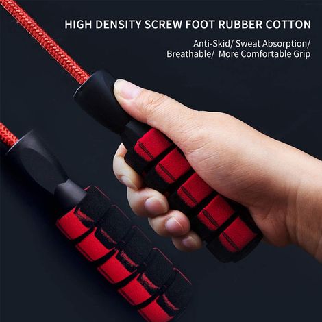 Corde à sauter, corde à sauter en coton, cordes à sauter réglables et anti-nœuds pour le cardio et l'entraînement d'endurance (1/5)