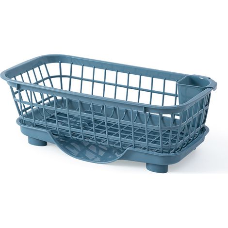 Égouttoir à Vaisselle avec Drainage Rapide, Base Amovible et Design de Planche d'Égouttage, en Plastique Résistant pour Vaisselle, Fourchettes et Baguettes, Bleu (1/5)