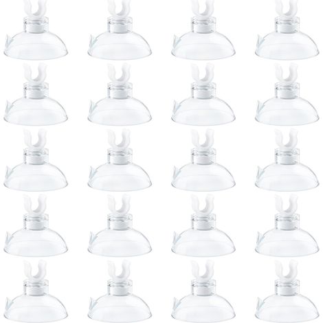 Abrazaderas de ventosa para acuario para tubos de aire estándar de 4-6 mm de diámetro, soporte transparente para tubos de aire, accesorios de abrazadera de aireación para acuario, paquete de 20 (1/5)