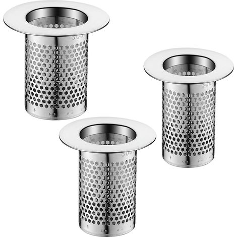 Attrape-cheveux pour drain de douche, 3 tailles, filtre inox pour bac, baignoire et lavabo. (1/5)