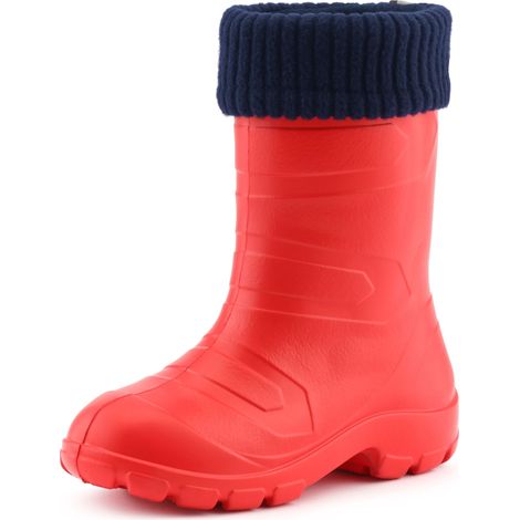Ladeheid Kinder Mädchen Jungen federleichte EVA Thermo Gummistiefel gefüttert LA845KIDS (Rot1/Marineblau, 35 EU)