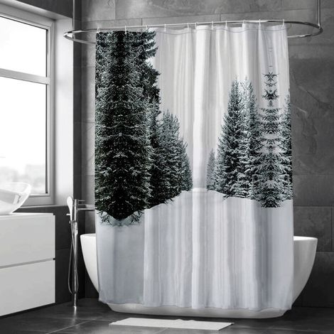 Rideau de douche forêt brumeuse avec sentiers – Ambiance voyage (1/5)