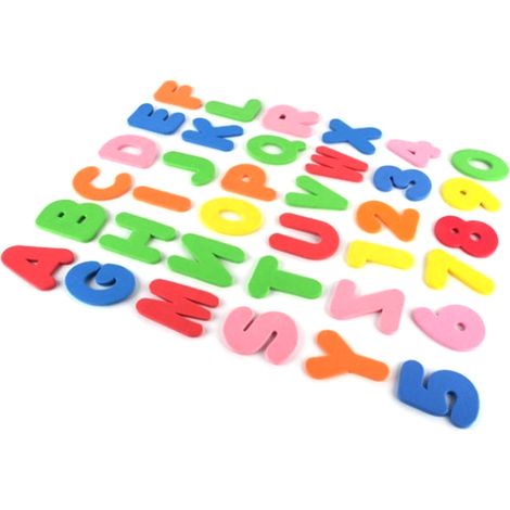 Stickers Flottants Pour Baignoire - Lettres A-Z et Chiffres 0-9 en Mousse - Jouet Éducatif pour Enfant - 36 Pièces (1/5)