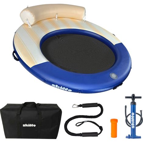 Skiffo Noosa – Plateforme Flottante Gonflable 2 Places Ø 200 cm – 230kg – DropStitch – Dossier Amovible (1/5)