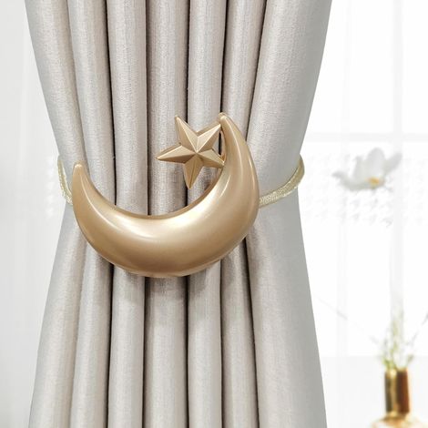 Cordons pour rideaux avec motif lune et étoile, dotés d'une fermeture magnétique, ce qui évite de percer des trous dans les rideaux, avec crochets antidérapants, adaptés à la maison, au bureau et à d' (1/3)