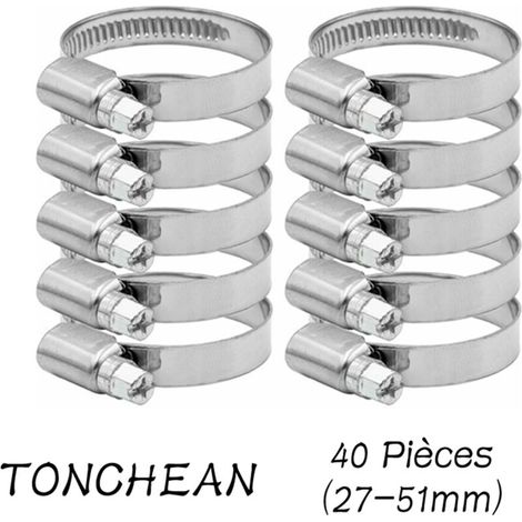 Verstellbare Schlauchschellen 27-51 mm Bereich aus Edelstahl 304 Sortiment Schlauchschellen Clips für Haushaltswasserschlauch, Gasschlauch, Kfz-Schlauch, Wasserhahn 40 Stück (12 mm) (1/4)