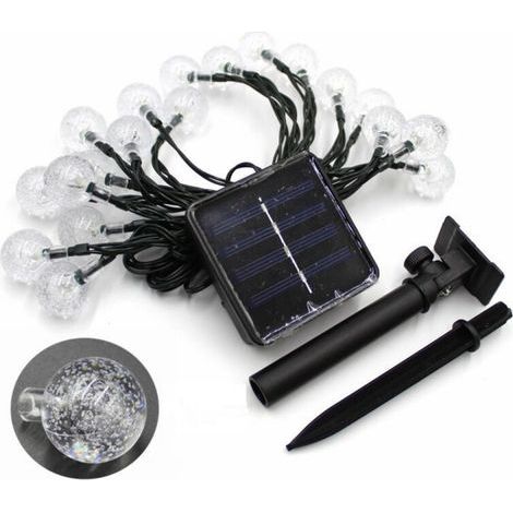 (Blanc chaud) guirlande lumineuse solaire extérieure à boule à bulles, 30 lumières LED, 8 Modes, adaptée au jardin, à la cour, à noël, à la fête (1/5)