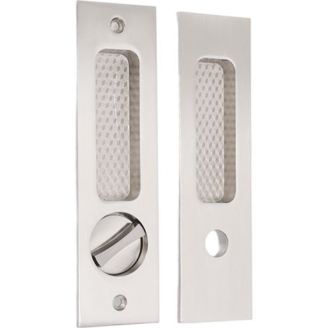 Serrure à mortaiser pour porte coulissante avec 2 clés, alliage de zinc, poignée encastrée invisible, logement pour pêne dormant pour meubles en bois, nickel brossé (1/5)