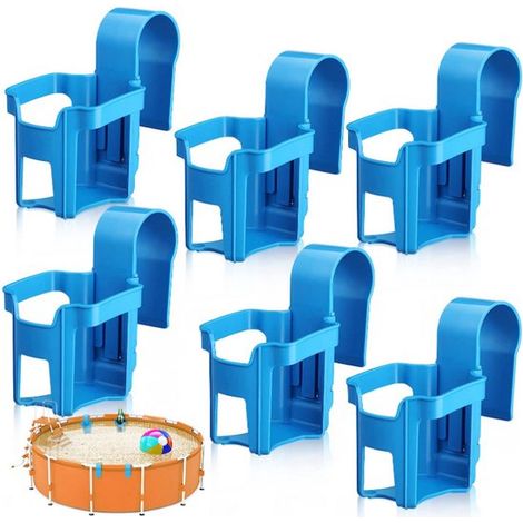 Porte-gobelets de piscine 6 pièces - Porte-gobelets - Convient aux gobelets de piscine - ABS - Bleu (1/5)