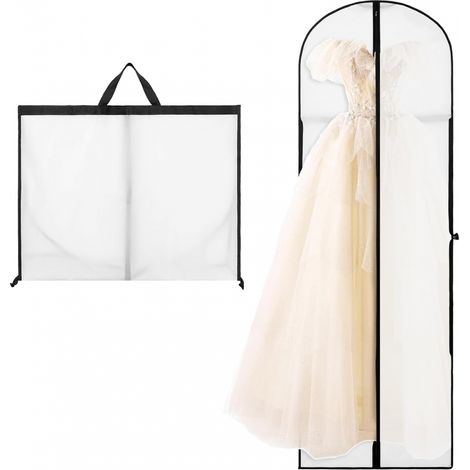 2 Housses Robe Maxi Anti-poussière 180x60cm, Avec poignées blanches (1/5)