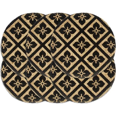 Tischsets 6 Stk. Schwarz 38 cm Rund Jute vidaXL