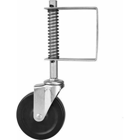 Roulette de portail en caoutchouc 10,2 cm avec ressort et pivotante, très résistante, capacité de charge de 99,8 kg LO-Ron (1/4)