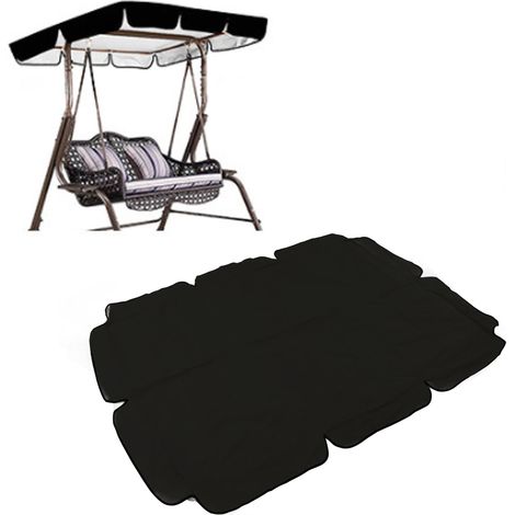 Housse de coussin pour fauteuil suspendu/hamac 3 places en tissu Oxford enduit argenté 420D, imperméable, en taffetas de polyester, noir, 164 x 114 x 15 cm. (1/5)