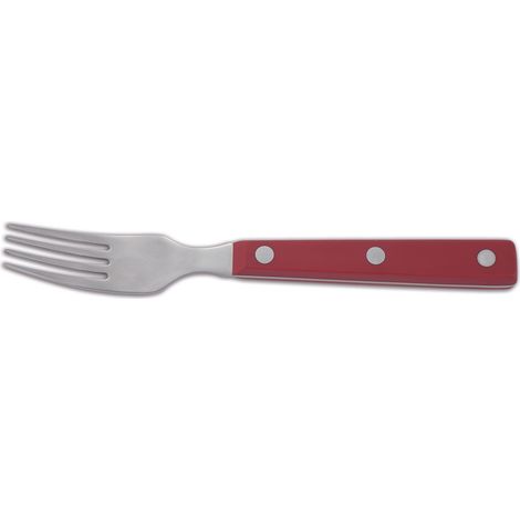 Gabellende Arcos von Tabelle 374722 Monoblock eines Stückes des rostfreien Stahls 18/10, mango der roten Farbe und des Blattes von 9 cm im Kasten