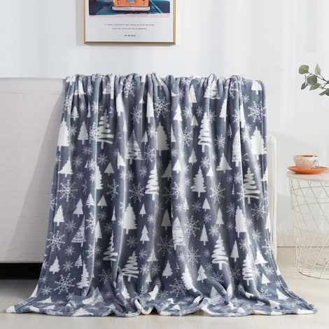 Coperta natalizia morbidissima - decorazione festiva per la casa. Biancheria da letto invernale morbida, calda e confortevole con cuscino da seduta - 127 x 152 cm (1/4)