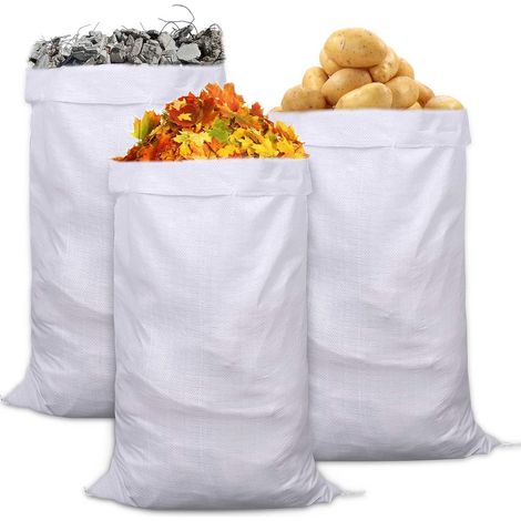 Rubble Waste Bags,Garbage Gardening Bag,Big Bag,15 Pieces Rubble Bag Garden Bag 102 x 60 cm, Rubble Site Bag for Gravel, Sand, Leaves, Pebbles, Harvests White (1/5)