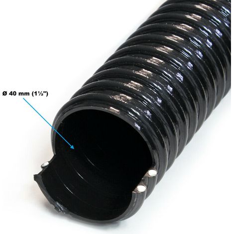 Tuyau de bassin 5 m spiralé diamètre 38 mm (1 1/2") noir tuyau d'aspiration koi bassin noir (1/2)