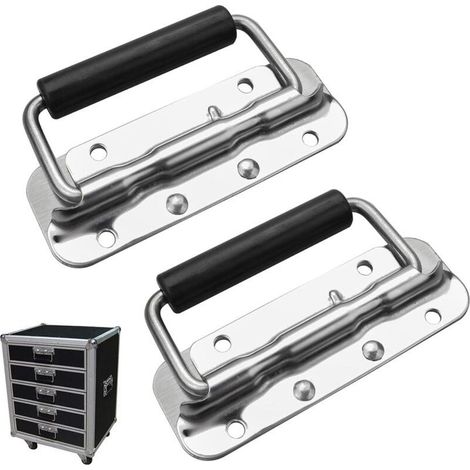 Lot de 2 poignées de coffre en métal pliables à ressort, 122 x 41 mm, en acier inoxydable, pour boîtes à outils et boîtes (1/5)