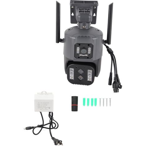 Caméra extérieure intelligente 4MP sans fil, triple objectif, surveillance à distance, zoom automatique, suivi de mouvement, prise US 100-240V (1/5)