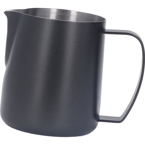 Milchkännchen mit verstärktem Edelstahlausguss, Milchaufschäumbecher, 450 ml schwarzes Milchkännchen zum Aufschäumen (1/5)