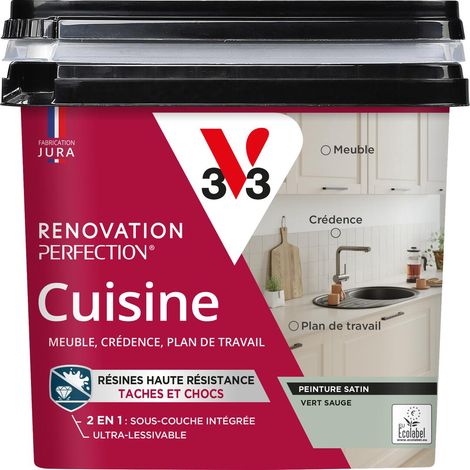Peinture cuisine Rénovation perfection® V33 Vert sauge satin 0,75L