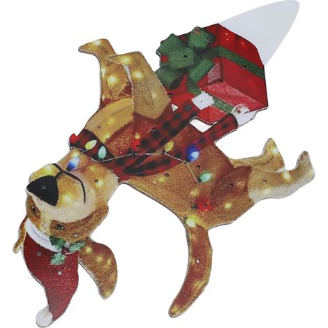 Décoration lumineuse de Noël pour chien dans le jardin, avec guirlande lumineuse, adorables animaux en acrylique pour porche et pelouse 06 (1/5)