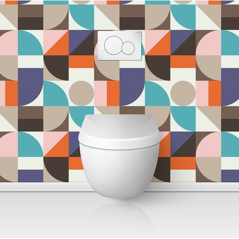 Crédence adhésive WC - Motif géométrique - 60x60 cm - Adhésif BRILLANT (1/3)