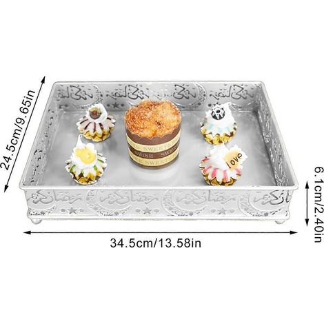 Plateau de service Eid Mubarak Ramadan Kareem Eid al-adha Lune creuse Fer doré Dessert Apéritifs Gâteaux Contenant et plateau alimentaire